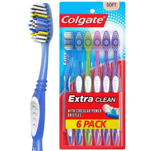 Colgate Extra Clean Toothbrush, Full Head, Soft 6 Count (Pack of 1)