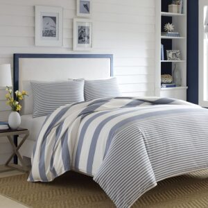 Nautica Home - Fairwater Collection - 100% Cotton, Mediterranean Inspired Design, Herringbone Weave Comforter and Matching Sham(s), Queen, Blue