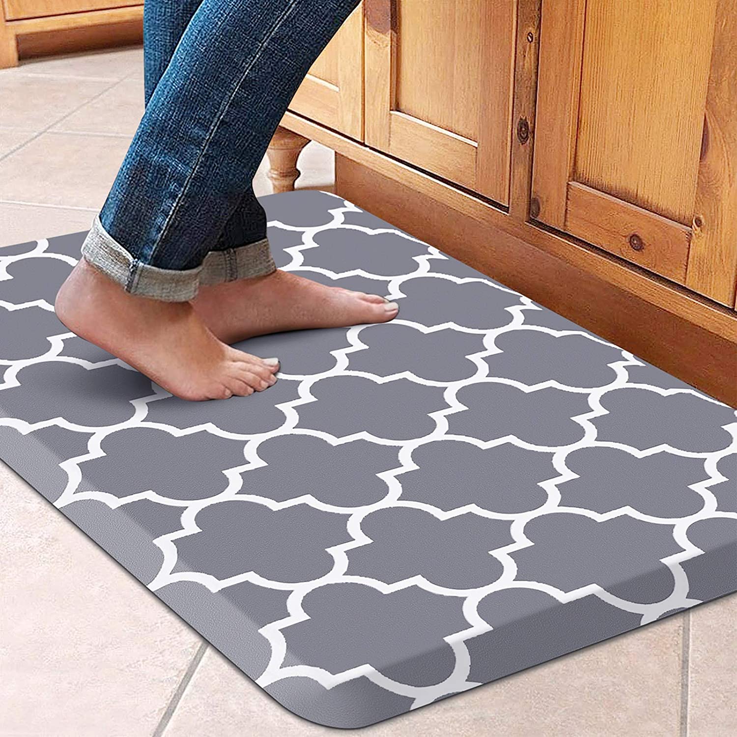 WISELIFE Kitchen Mat and Rugs Cushioned Anti-Fatigue Kitchen mats ,17.3x  28,Non Slip Waterproof Kitchen Mats and Rugs Ergonomic Comfort Mat for  Kitchen, Floor Home, Office, Sink, Laundry , Grey, Scove