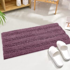 Non Skid Bathroom Rugs - Water Absorbent Mats for Bathroom Toilet Shower Easy Wash Ultra Soft Quick Dry Carpet, Light Purple, 47" W x 17" L, 1Pc