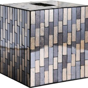 Bathroom Accessory Sets Black/Gold Tile Mosaic Glass Bathroom Accessories - Tissue Cover