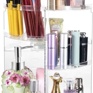 360° Rotating Makeup Organizer, Spinning Bathroom Organizer Countertop, Cosmetic Organizer Makeup Holder Shelf, Make Up Organizers and Storage for Bedroom, Transparent