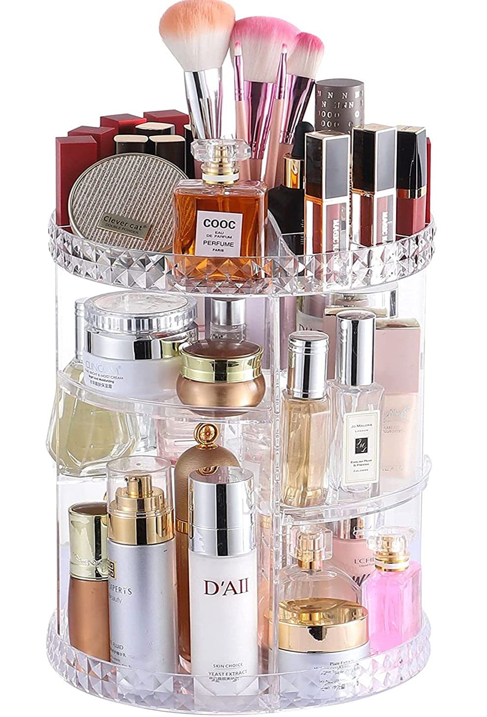 Cq acrylic 360 Degree Rotating Makeup Organizer for Bathroom,4 Tier  Adjustable Spinning Cosmetic Storage Cases and Make Up Holder Display  Cases,Clear, Scove