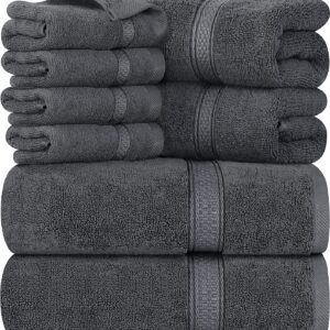 Utopia Towels Grey Towel Set, 2 Bath Towels, 2 Hand Towels, and 4 Washcloths, 600 GSM Ring Spun Cotton Highly Absorbent Towels for Bathroom, Shower Towel, (Pack of 8)